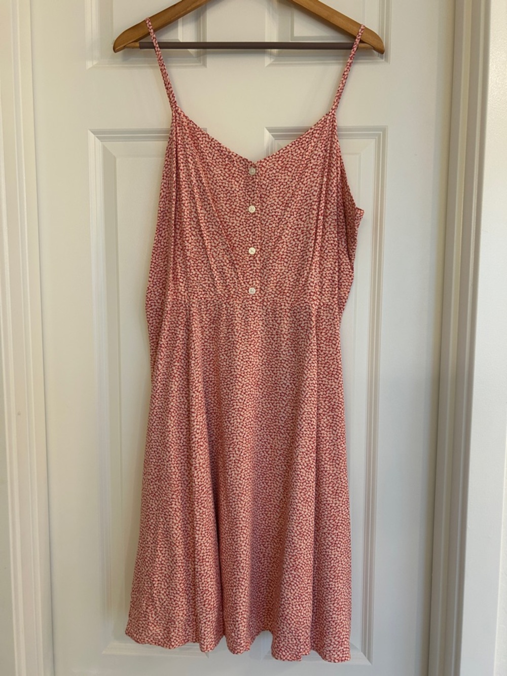 GAP NWT 14TALL Pink Ditsy Floral Button Front Adjustable Straps Mini Dress